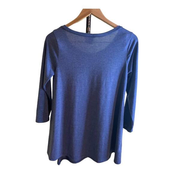 MISA Tunic Blouse Womens Small Blue Button Detail 3/4 Sleeve - Picture 3 of 8